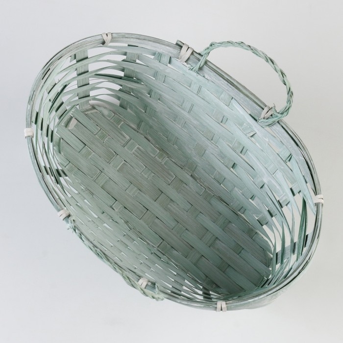 Корзина плетеная, D26 х 13 х 11 см, зеленая, бамбук Корзина плетеная, D26 х 13 х 11 см, зеленая, бамбук