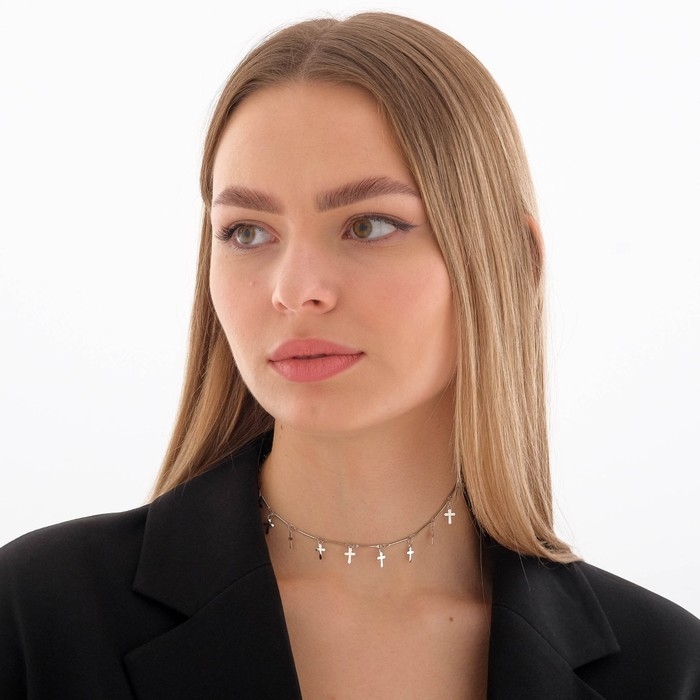 Чокер &laquo;Металлика&raquo; крестики, цвет серебро, L=30 см