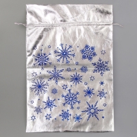 Подарочный мешок Деда Мороза &laquo;Снежинки&raquo;, серебро, 60 х 40см
