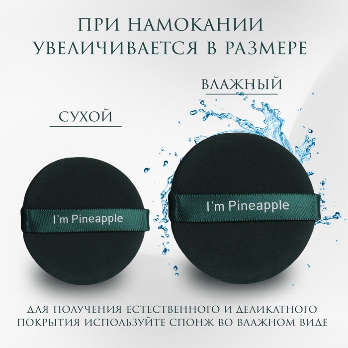 Спонжи для макияжа &laquo;PINNEAPPLE&raquo;, набор - 7 шт, d = 5,5 см, с держателем, в футляре, цвет изумрудный