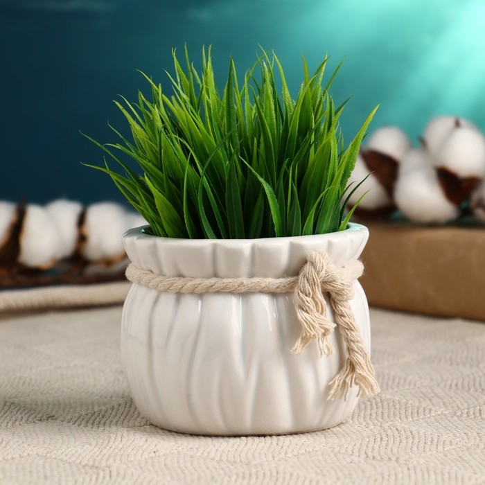 Кашпо Кашпо "Мешочек Мартин" круглый, 9х7см, белый