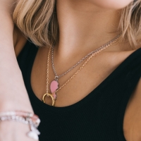 Набор 3 предмета: 2 кулона, тинт для губ &laquo;Неразлучники&raquo; сердце и вино, цветной в серебре, 25 см