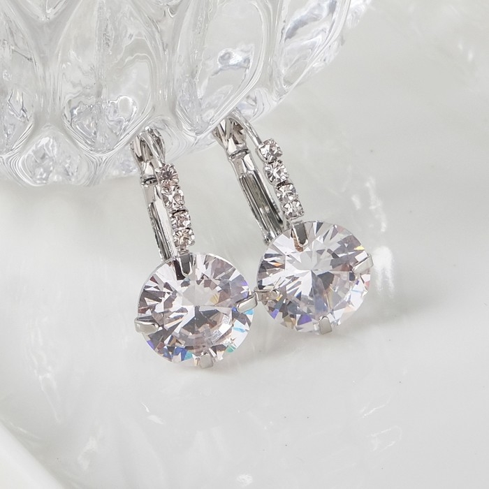 Серьги &laquo;Циркония&raquo; мини, круг, цвет белый в серебре