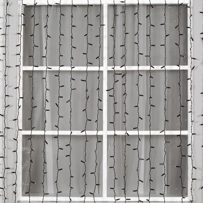 Гирлянда &laquo;Занавес&raquo; 2 &times; 6 м, IP65, УМС, тёмная нить, 1440 LED, свечение белое, 220 В