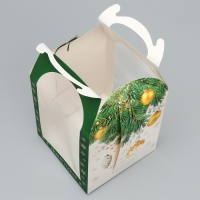 Складная коробка под маленький торт &laquo;С Новым годом&raquo;, шары, 15 х 15 х 18 см, Новый год