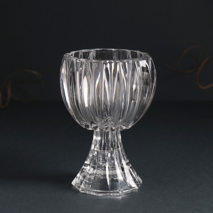 Подсвечник стекло на 1 свечу d=3 см "Перо птицы" прозрачный 8х8х11 см