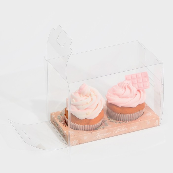 Коробка для капкейка &laquo;Зимние цветы&raquo;, 8 х 16 х 11.5 см, Новый год