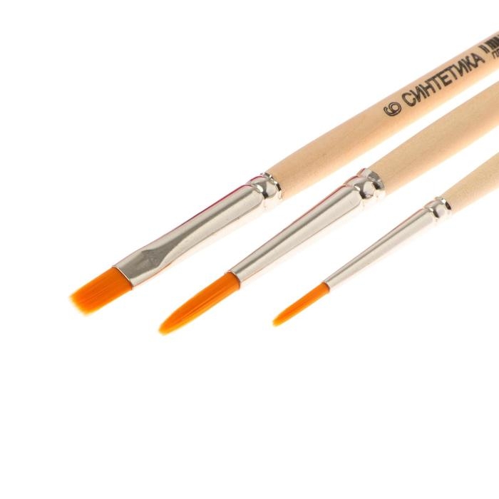 Набор кистей Синтетика 3 штуки, ЗХК "Цветик", №10, (круглые №: 2,4; плоская №: 6), 391291405