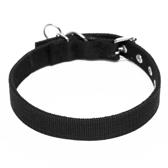 Ошейник двухслойный с вертлюгом, 55 х 2,5 см, полиэстер, черный