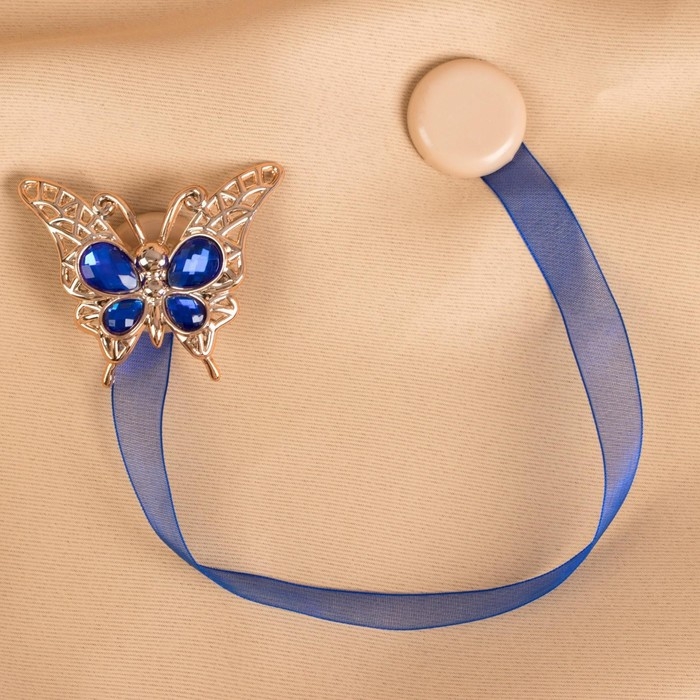 Подхват для штор &laquo;Бабочка яркая&raquo;, 6 &times; 5 см, цвет синий