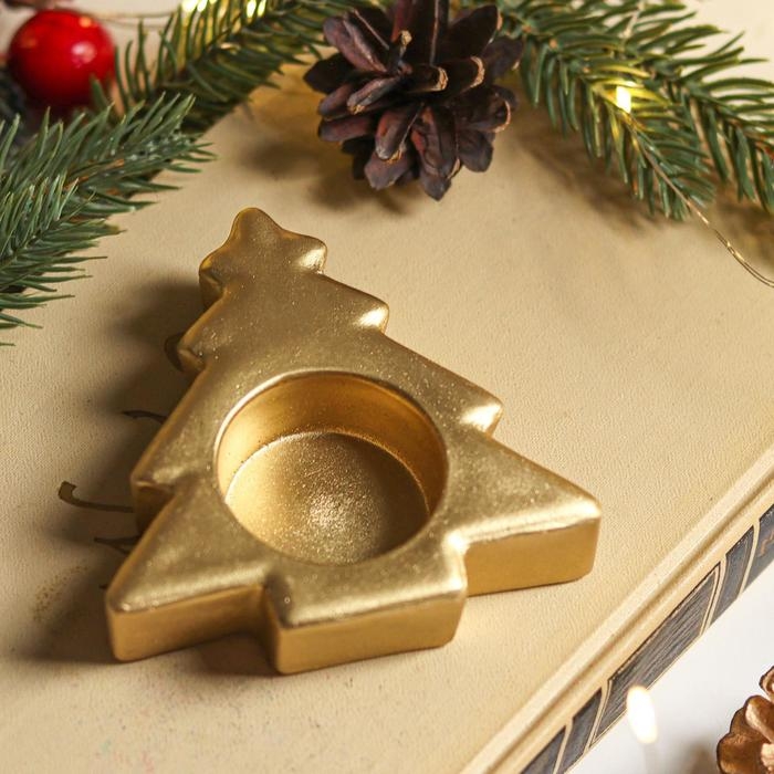 Подсвечник новогодний Подсвечник новогодний "Ёлочка" 2,5х9 см, золотой