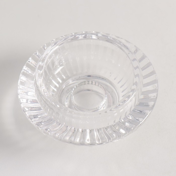 Подсвечник стекло "Фонтан" двухсторонний прозрачный d- 2 и 5 см 8х8х4 см