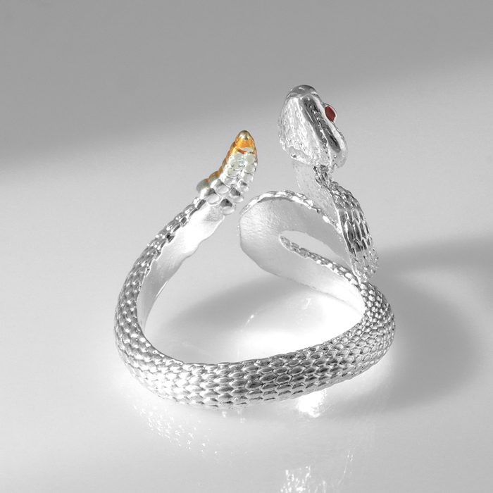 Новый год! Символ года 2025! Кольцо &laquo;Змея&raquo; шипение, цвет серебро, безразмреное