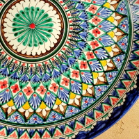 Ляган круглый &laquo;Риштан&raquo;, 36 см, сине-красный орнамент