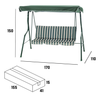 Качели садовые "Уют" зеленые, 170 х 150 х 110 см, максимальная нагрузка 210 кг Качели садовые "Уют" зеленые, 170 х 150 х 110 см, максимальная нагрузка 210 кг