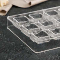 Форма для конфет и шоколада KONFINETTA &laquo;Тоффи. Квадрат&raquo;, 27,5&times;13,5&times;2,5 см, 21 ячейка 2,5&times;1,5 см, цвет прозрачный