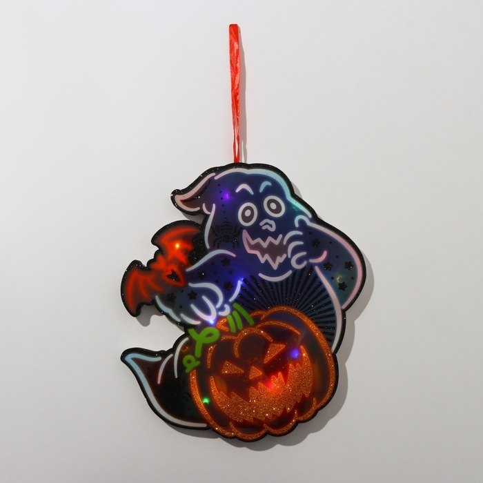 Декоративное светящиеся украшение (подвеска) "Привидение и тыква" 30,5х29,5 см