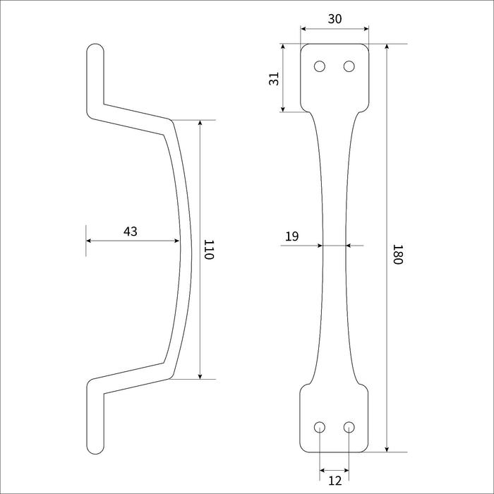 Ручка-скоба дверная, цвет медь