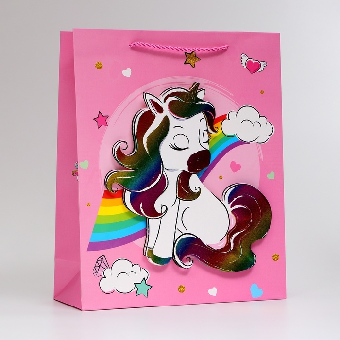 Пакет ламинированный &laquo;Единорог&raquo;, M 26 &times; 32 &times; 10 см