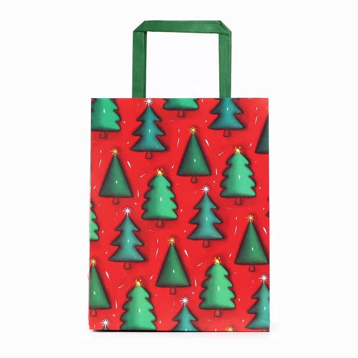 Пакет подарочный новогодний &laquo;Ёлочки&raquo;, 20 х 11 х 27.5 см