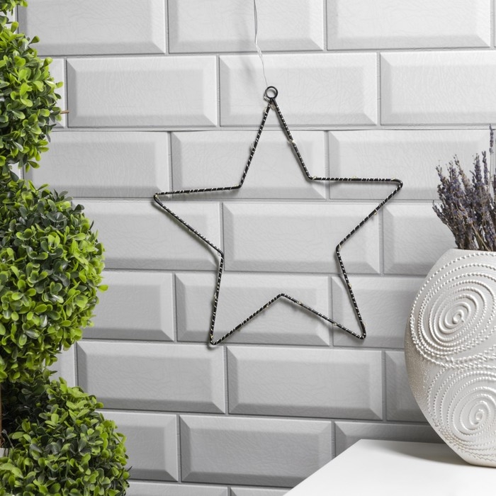 Светодиодная фигура &laquo;Звезда&raquo; 28 &times; 28 см, металл, батарейки ААх2 (не в комплекте), свечение тёплое белое