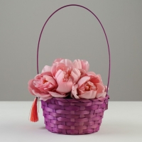 Корзина плетеная, D19 х 9 х 32 см, фиолетовая, бамбук Корзина плетеная, D19 х 9 х 32 см, фиолетовая, бамбук