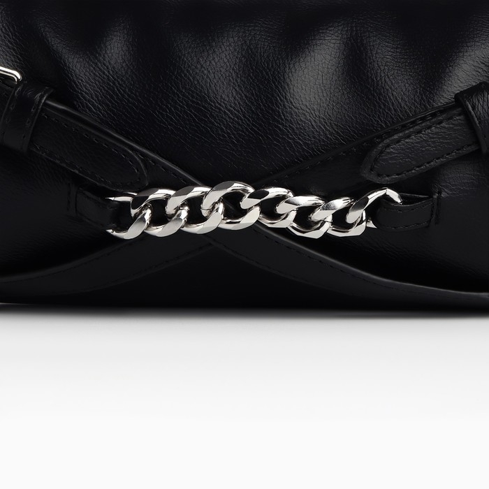 Сумка женская с цепями, 28*12*6 см, цвет чёрный Сумка женская с цепями, 28*12*6 см, цвет чёрный