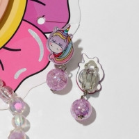 Набор детский 4 предмета: клипсы, кольцо, браслет, глиттер &laquo;Единорожек&raquo;, цветной