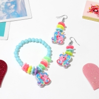 Набор детский &laquo;Выбражулька&raquo; 2 предмета: серьги, браслет, единорожки, цвет МИКС