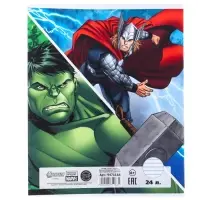 Тетрадь в линейку 24 листа, 5 видов МИКС, обложка мелованный картон, &laquo;Мстители&raquo;