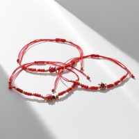 Браслеты-обереги &laquo;Нить желаний&raquo; набор 12 шт., бисер, цвет красно-золотой