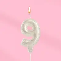 Свеча в торт &laquo;Праздник&raquo; цифра 9, жемчужный перламутр с блестками