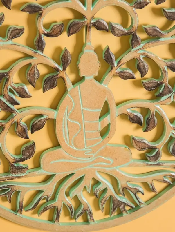 Панно " Медитация" МДФ, 40х40х1 см, цв. бежево-бирюзовый