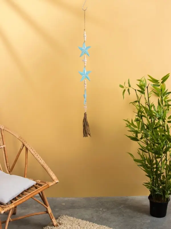 Подвеска декоративная &laquo;Звёздочки&raquo;, 13&times;2&times;100 см, дерево, камень, голубая