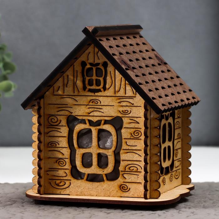 Соляной светильник с диммером Соляной светильник с диммером "Домик" деревянный, 1х15Вт Е14, 1-1,3 кг, 16х16х16см