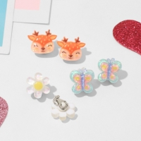 Набор клипс детских (3 пары) &laquo;Выбражулька&raquo; лесная сказка, цветной