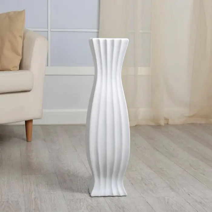 Ваза керамика напольная &laquo;Седар&raquo;, полосы, напольная, 17&times;75 см, белый МИКС