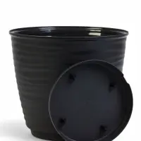 Горшок для цветов "Saffron" D-26,7 см, 9,1 л с поддоном, черный