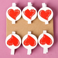Прищепки декоративные &laquo;Сердечки&raquo; набор 6 шт., 2 &times; 11,5 &times; 16 см