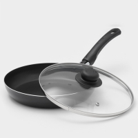 Сковорода Promo, d=24 см, стеклянная крышка, антипригарное покрытие, алюминий, чёрная