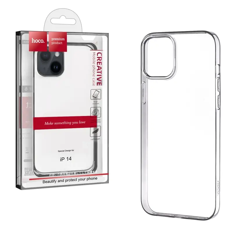 Чехол iPh 14 (6.1) Hoco TPU прозрачный