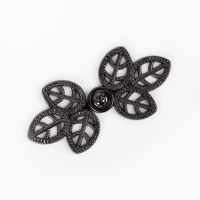 Декоративная застёжка &laquo;Листья&raquo;, 5,5 &times; 2,6 см, цвет чёрный