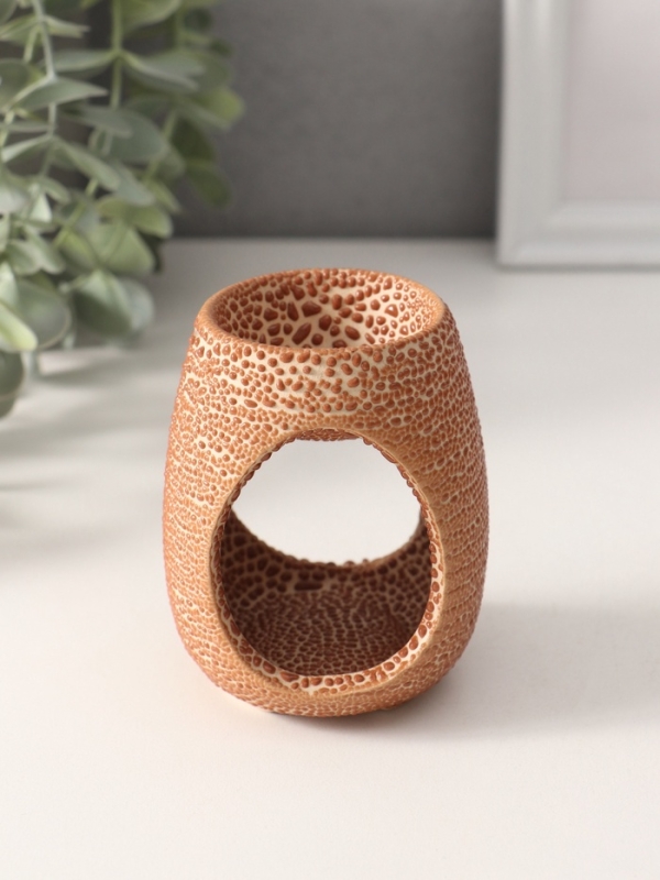 Аромалампа керамика "Точки" коричневая 6,5х6,5х8,5 см