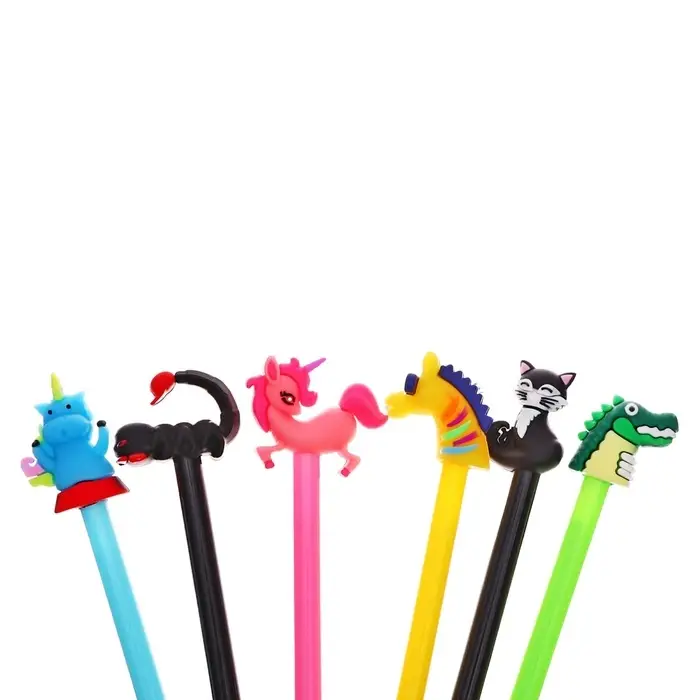 Ручка - прикол гелевая, синий стержень, Животные, МИКС