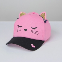 Кепка детская для девочки &laquo;Кошечка&raquo;, с заколочками, р-р. 52-54 см, 5-7 лет