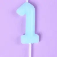 Свеча в торт &laquo;Цифра 1&raquo;, светящаяся голубая, 9 см