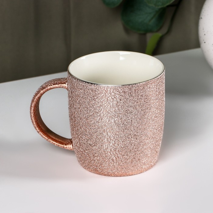 Кружка Доляна &laquo;Фольга&raquo;, 350 мл, керамика, цвет розовый