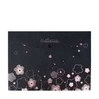 Папка-конверт на кнопке формат А4 180мкр блестящая МИКС Цветы на черном  (штрихкод на штуке)   10843