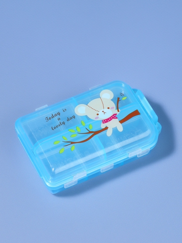 Таблетница, 9,5 × 6 × 3 см, 10 секций, цвет голубой Таблетница, 9,5 × 6 × 3 см, 10 секций, цвет голубой