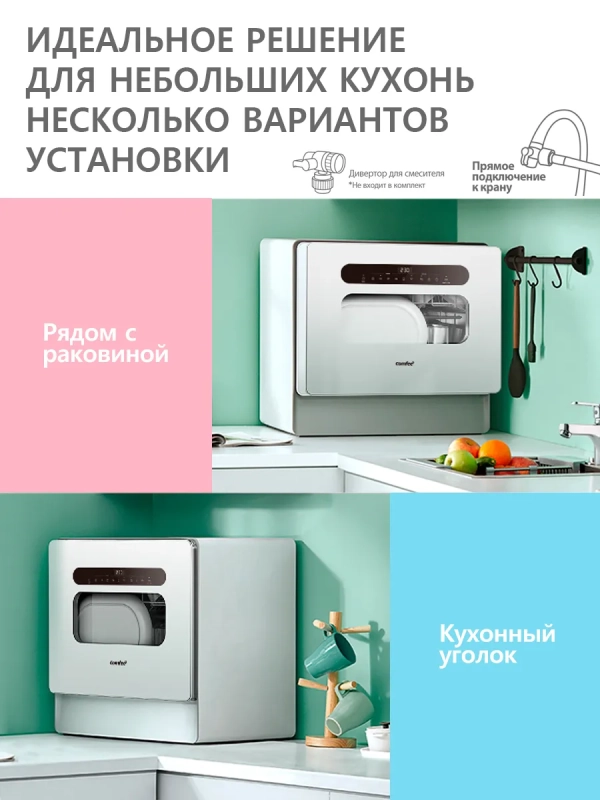 Компактная посудомоечная машина CDWC555Wi, Wi-Fi